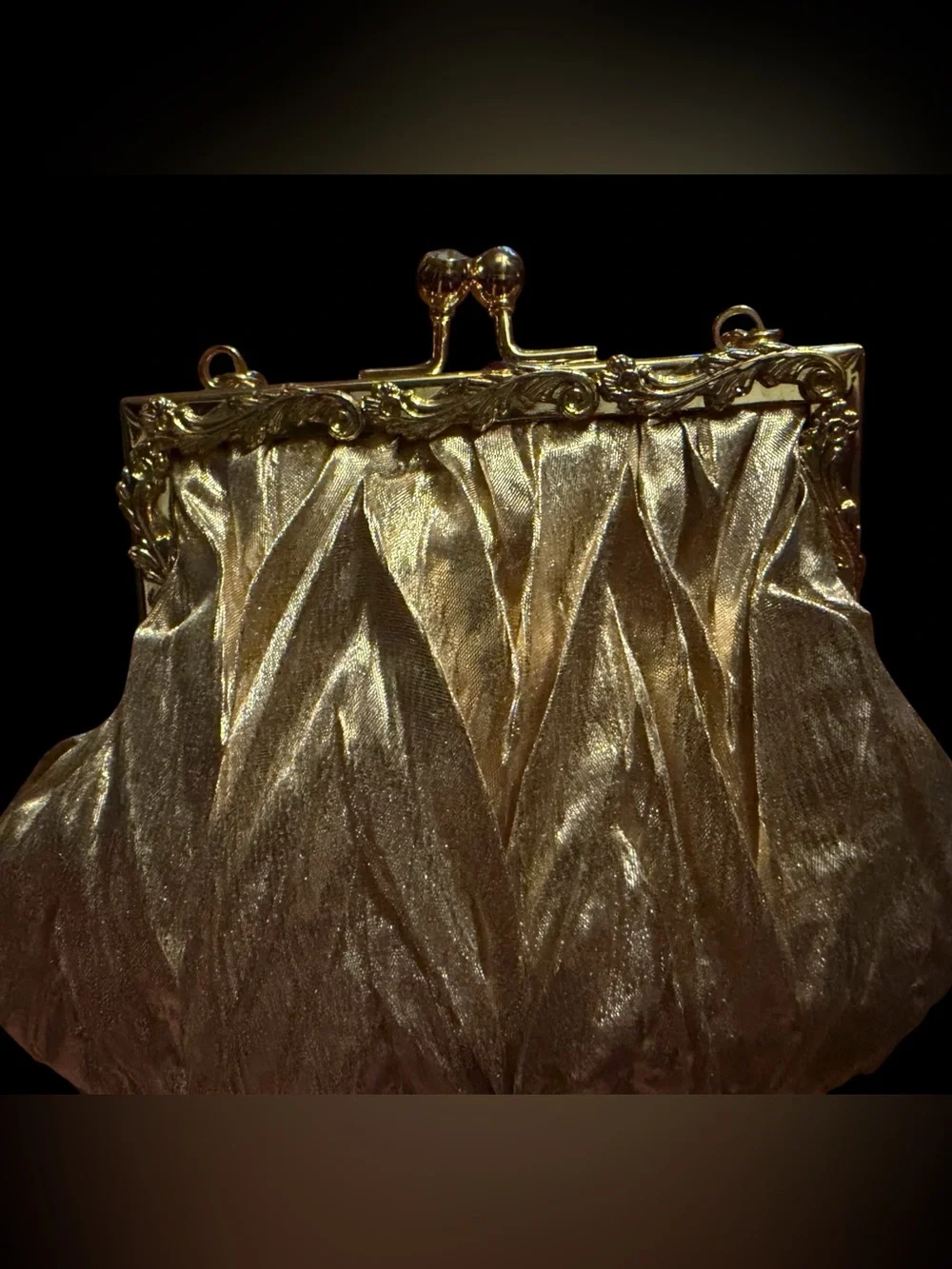 Gold Metallic Evening‎ Clutch with Chain Handle